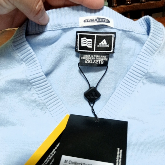 Adidas Light Blue V-Neck Sweater Size2XL - Picture 3 of 8